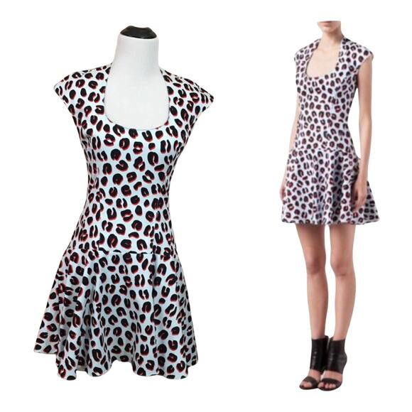 Veronica Beard Blue Leopard Print Dress - 2 - Picture 1 of 11